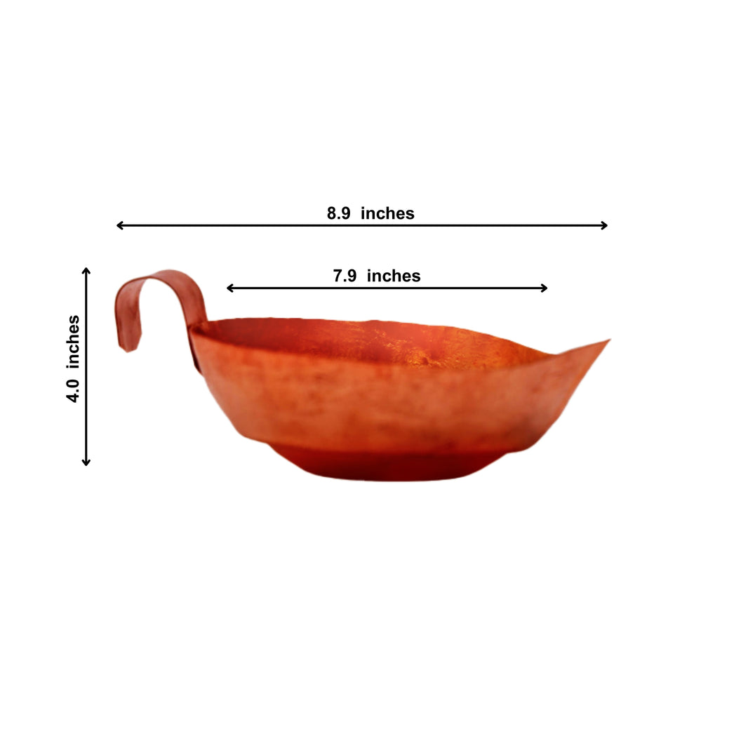 Copper Diya Decor (Large) – Handmade Meena Work Lamp by Pragati Mahila SHG Jalgaon (Pack of 1)