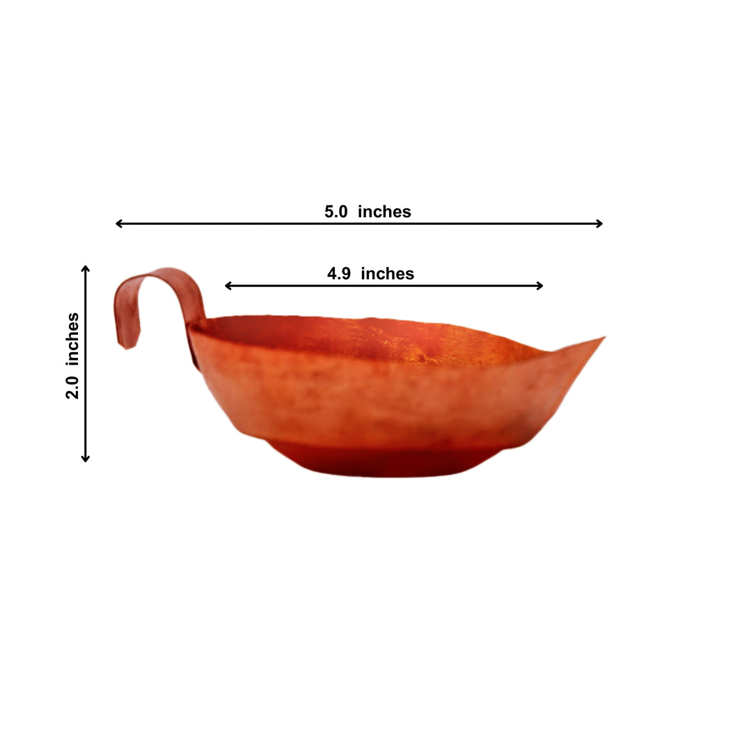 Copper Diya Decor (Small) – Handmade Meena Work Lamp by Pragati Mahila SHG Jalgaon (Pack of 1)