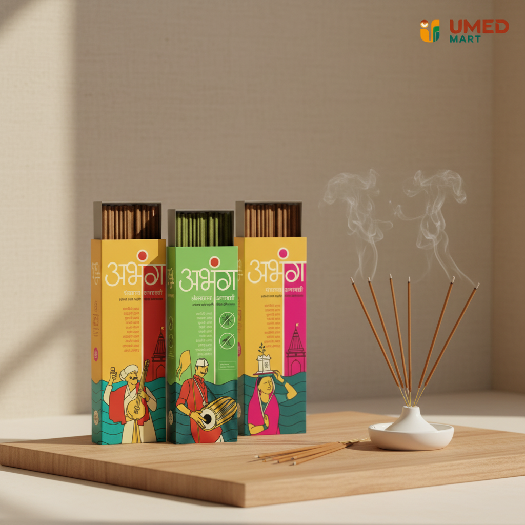 ABHANG Natural Cow Dung Panchagavya Agarbatti Combo Pack of Lemongrass Panchagavya Mild Panchagavya Intense Pack of 3