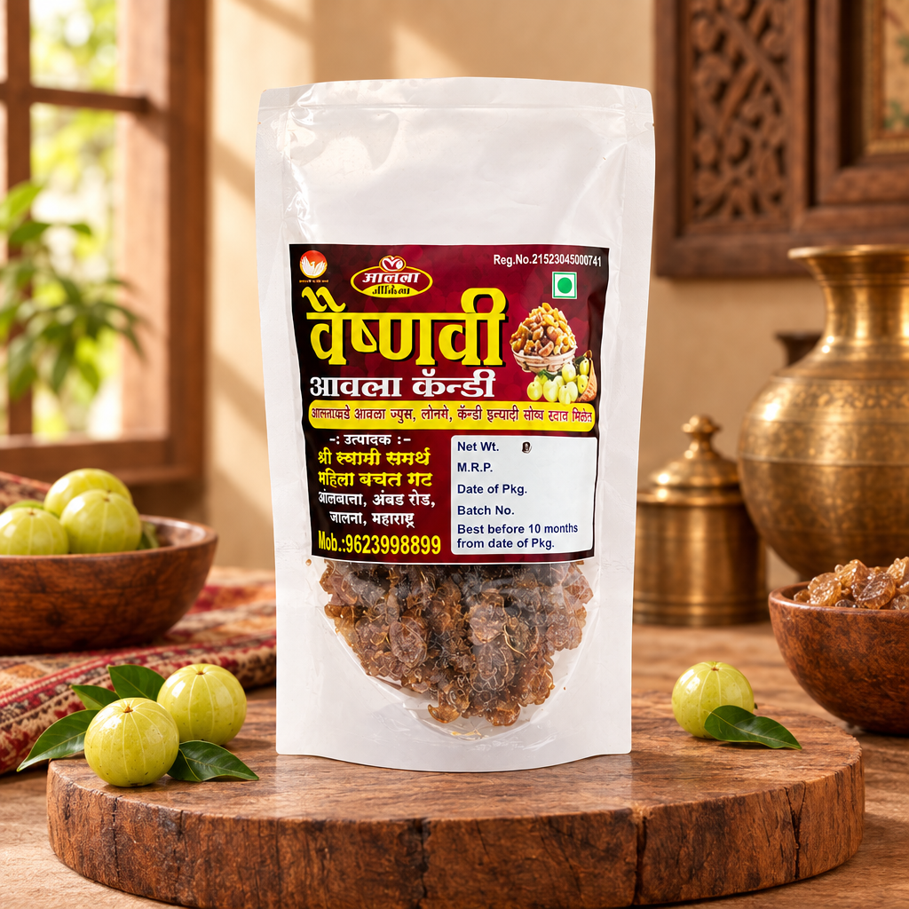 VAISHNAVI Aonla Candy, Shree Swami Samartha SHG, Made By Natural Ingredients, Healthy, Pack of 100 gms