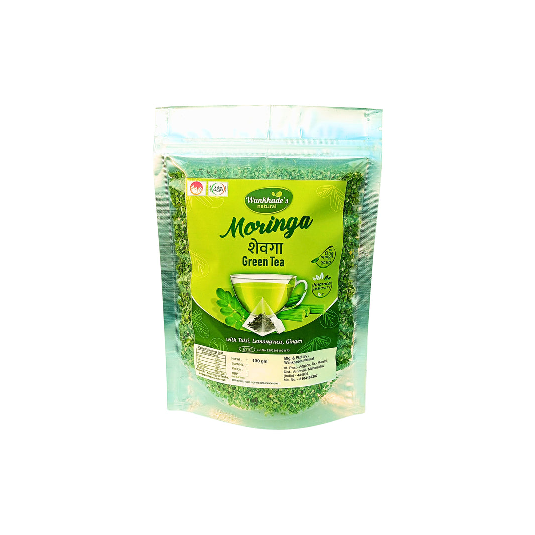 WANKHADE NATURALS, Moringa Green Tea, Sankalp SHG,  Made By Natural Ingredients, No Artificial Chemical, Pack of 130 gm