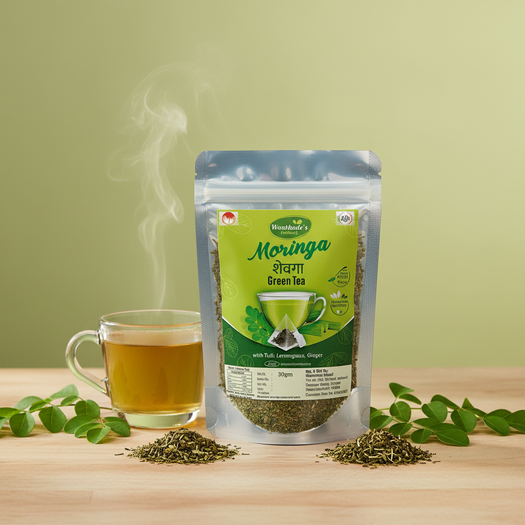 WANKHADE NATURALS Moringa Green Tea Natural Herbal Nutritious Blend Pack of 30 gm