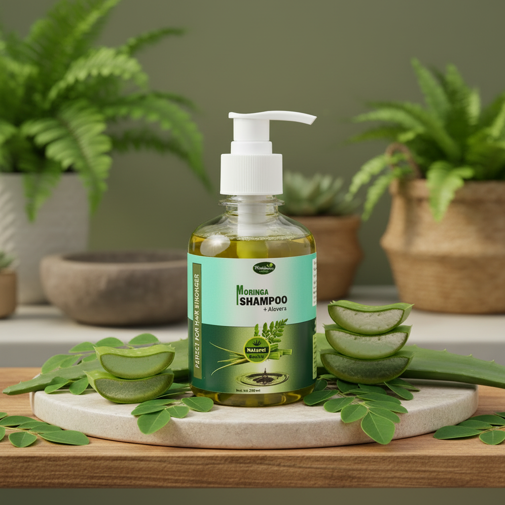 WANKHADE NATURALS Moringa Aloe Vera Shampoo Traditional Herbal Hair Cleanser Chemical Free No Artificial Chemicals Nourishing Care Pack of 200 ml