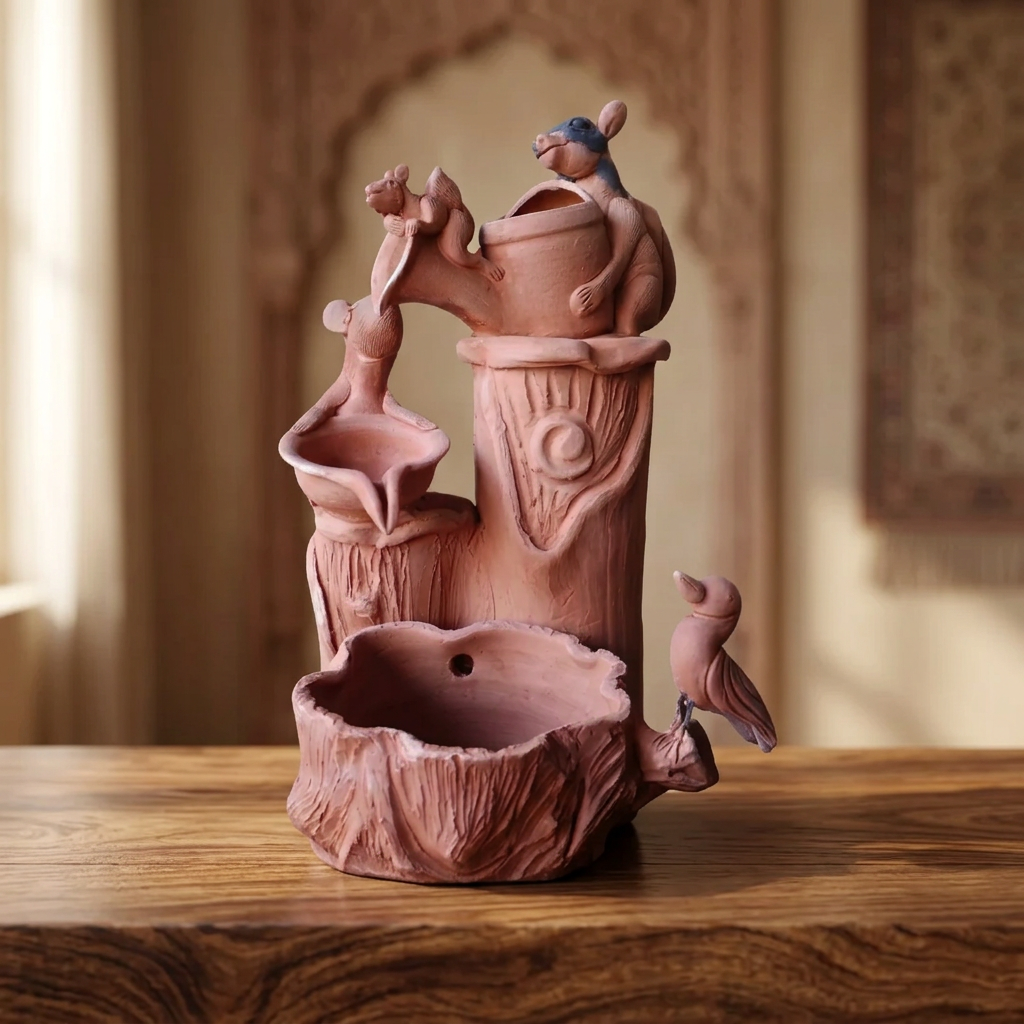 ELEGANT TERRACOTTA WATERFALL, Made By Natural Soil, Local Craftsmanship, PM Vishwakarma, Pack Of 1
