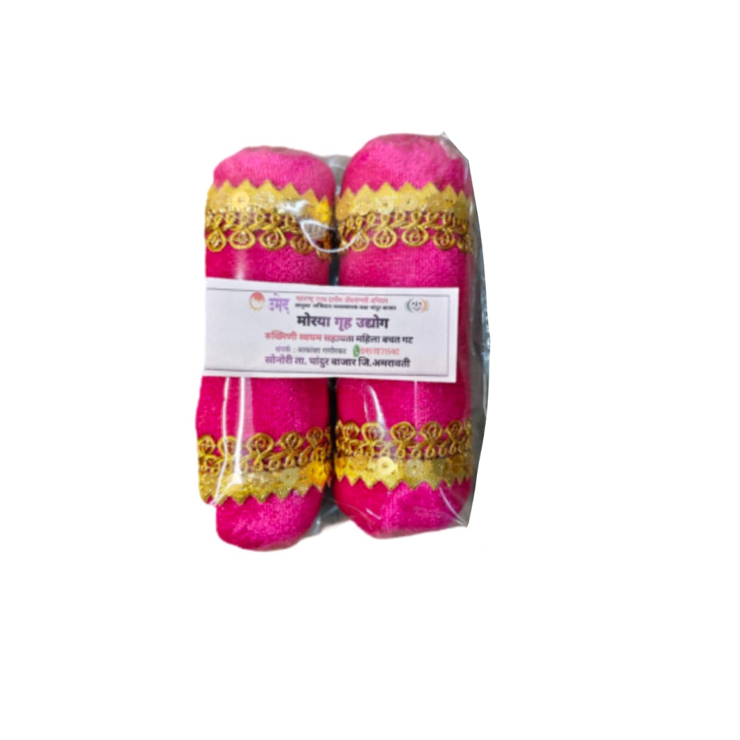 MORAYA Velvet Takiya, Set For Krishna Kanha Ji Bal Gopal, Medium, Decorative Pillow, Pink Colour, Rukhamini SHG, Pack Of 2