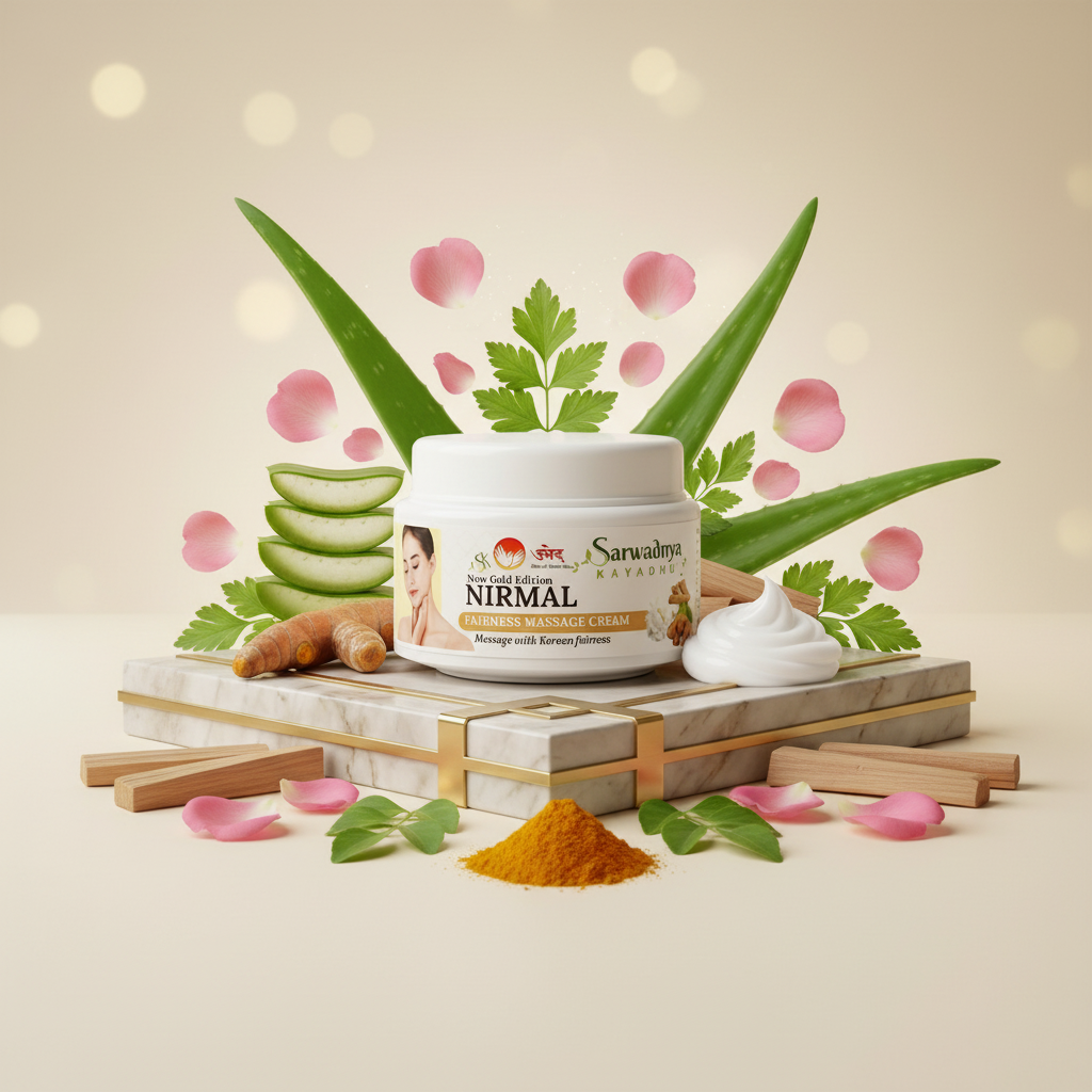 SARWADNYA Nirmal Massage Cream Herbal Skin Care Deep Moisturizing Removes Dead Skin Enhances Natural Glow Smooth Soft Skin Daily Use Pack Of 50g