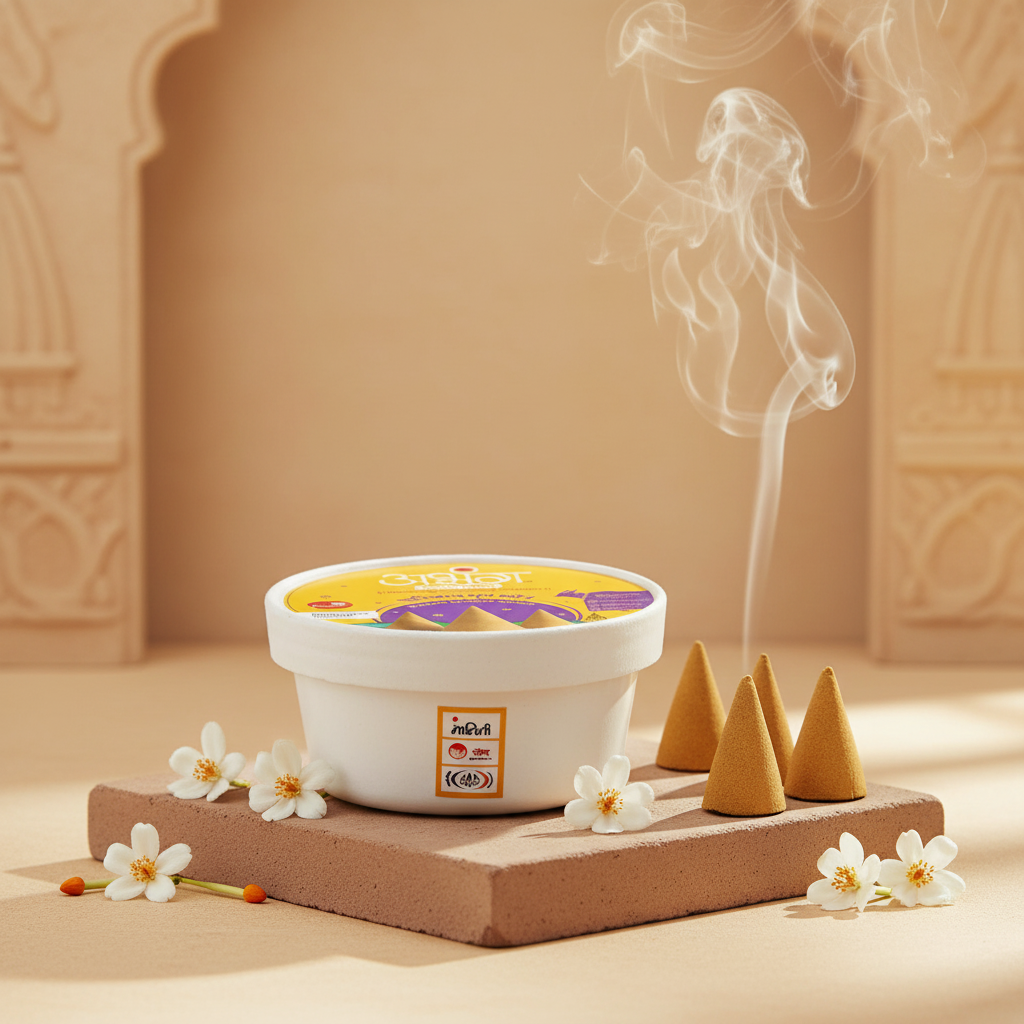 ABHANG Parijat Dhoop Cones Charcoal Free Long Lasting Natural Fragrance Made By Cow Dung No Artificial Essence Premium Pack Of 24 Cones