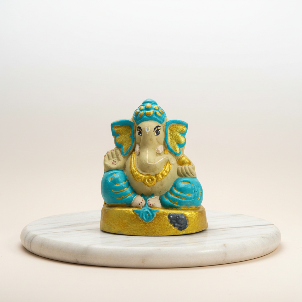 OM SAI SHG Gomai Eco-Friendly Shenacha Cow Dung Purple Ganpati Statue 9 Inch Handcrafted Clay 100% Biodegradable Pack Of 1 Idol (Copy)