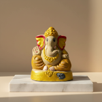 OM SAI SHG, Gomai Eco-Friendly Shenacha (CowDung) Ganpati Statue 9 Inch,Handcrafted, Clay & Cow Dung, 100% Biodegradable, Pack of 1
