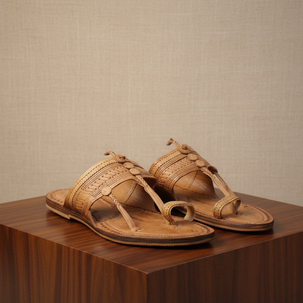 KOLHAPURI CHAPPLE Kolhapuri Kapashi Original Leather Chappal Handmade Premium Pure Leather Traditional Maharashtrian Footwear Brown Comfortable Durable Ethnic Daily Wear