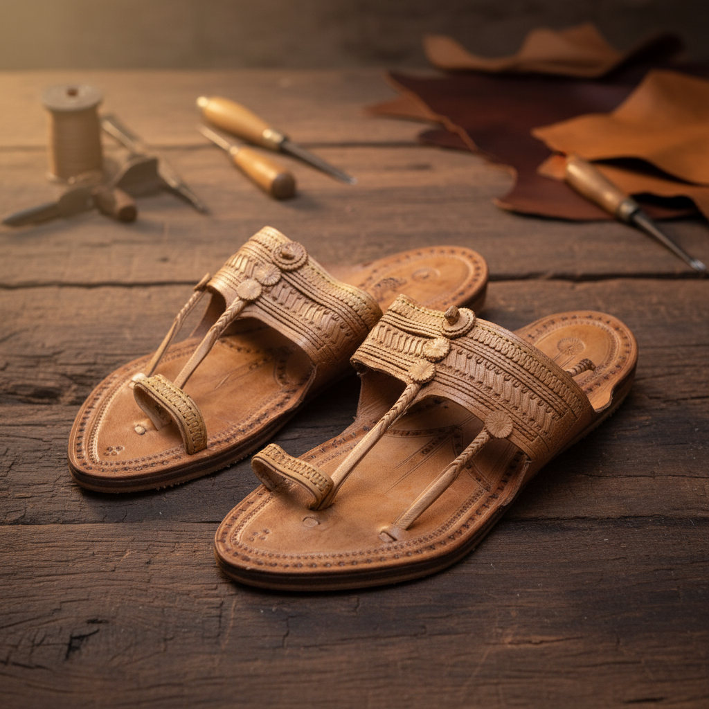 KOLHAPURI CHAPPLE Kolhapuri Kapashi Original Leather Chappal Handmade Premium Pure Leather Traditional Maharashtrian Footwear Brown Comfortable Durable Ethnic Daily Wear