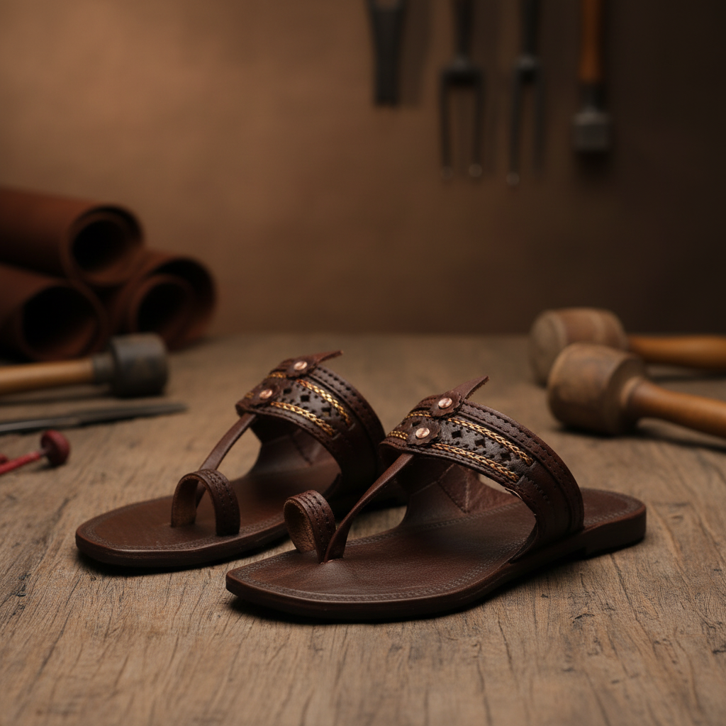 KOLHAPURI CHAPPLE Kolhapuri Ladies Original Leather Chappal Handmade Premium Genuine Leather Traditional Comfortable Ethnic Casual Daily Wear Footwear