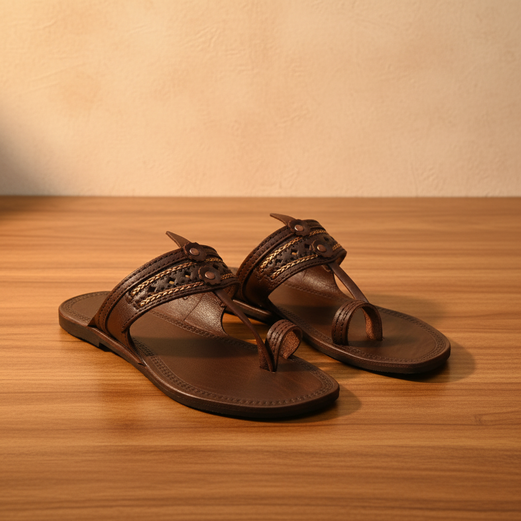 KOLHAPURI CHAPPLE Kolhapuri Ladies Original Leather Chappal Handmade Premium Genuine Leather Traditional Comfortable Ethnic Casual Daily Wear Footwear