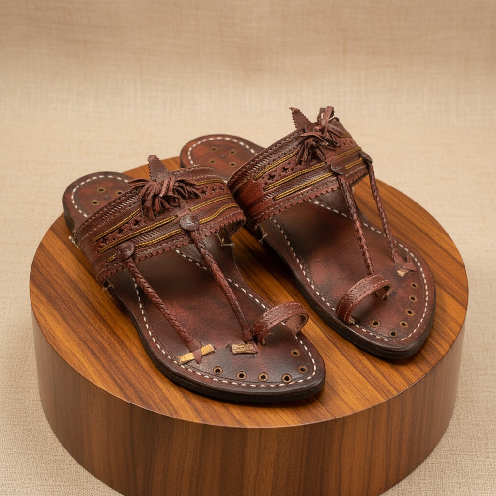 KOLHAPURI CHAPPLE Kolhapuri Soundwali Gents Chappal Handmade Premium Genuine Leather Traditional Comfortable Ethnic Casual Daily Wear