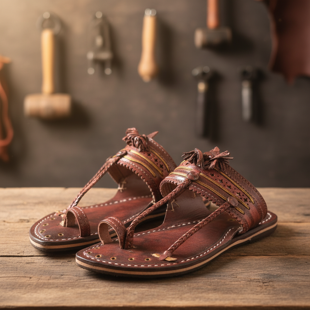 KOLHAPURI CHAPPLE Kolhapuri Soundwali Gents Chappal Handmade Premium Genuine Leather Traditional Comfortable Ethnic Casual Daily Wear