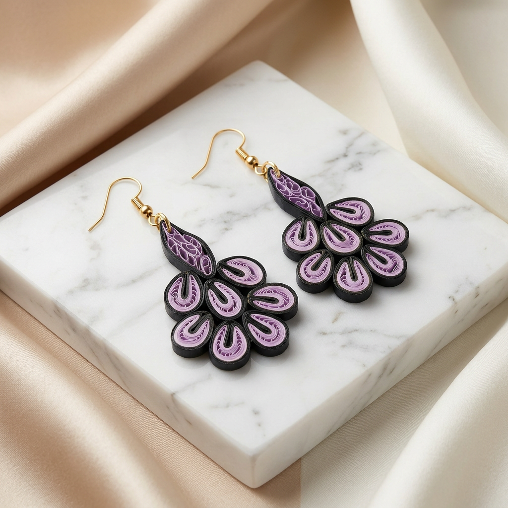 KAGDI KALA Royal White Black Mayur Earrings Pack Of 1 Pair Handcrafted Paper Quilling Peacock Inspired Ethnic Jewellery Contemporary Traditional Fashion Collection