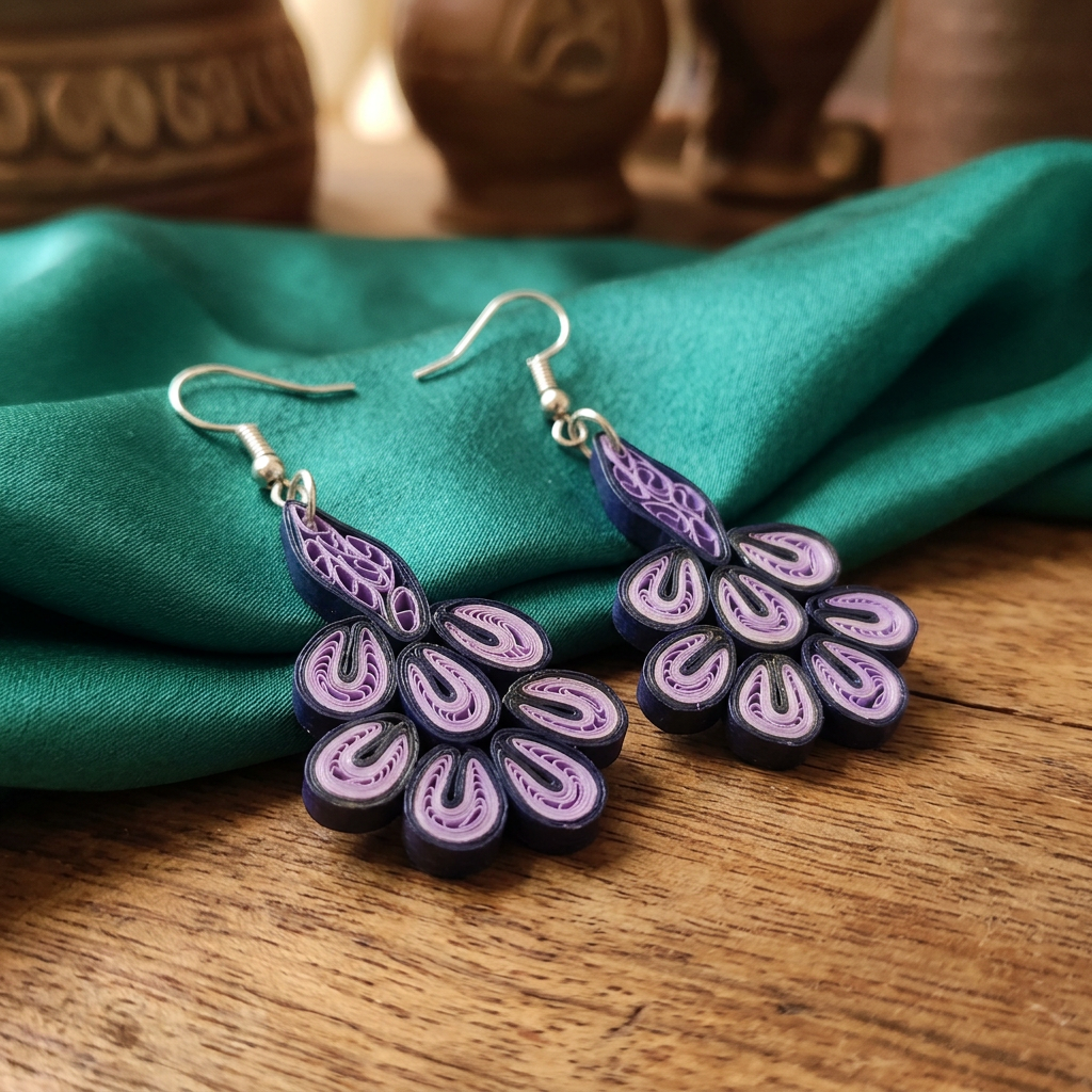 KAGDI KALA Royal White Black Mayur Earrings Pack Of 1 Pair Handcrafted Paper Quilling Peacock Inspired Ethnic Jewellery Contemporary Traditional Fashion Collection