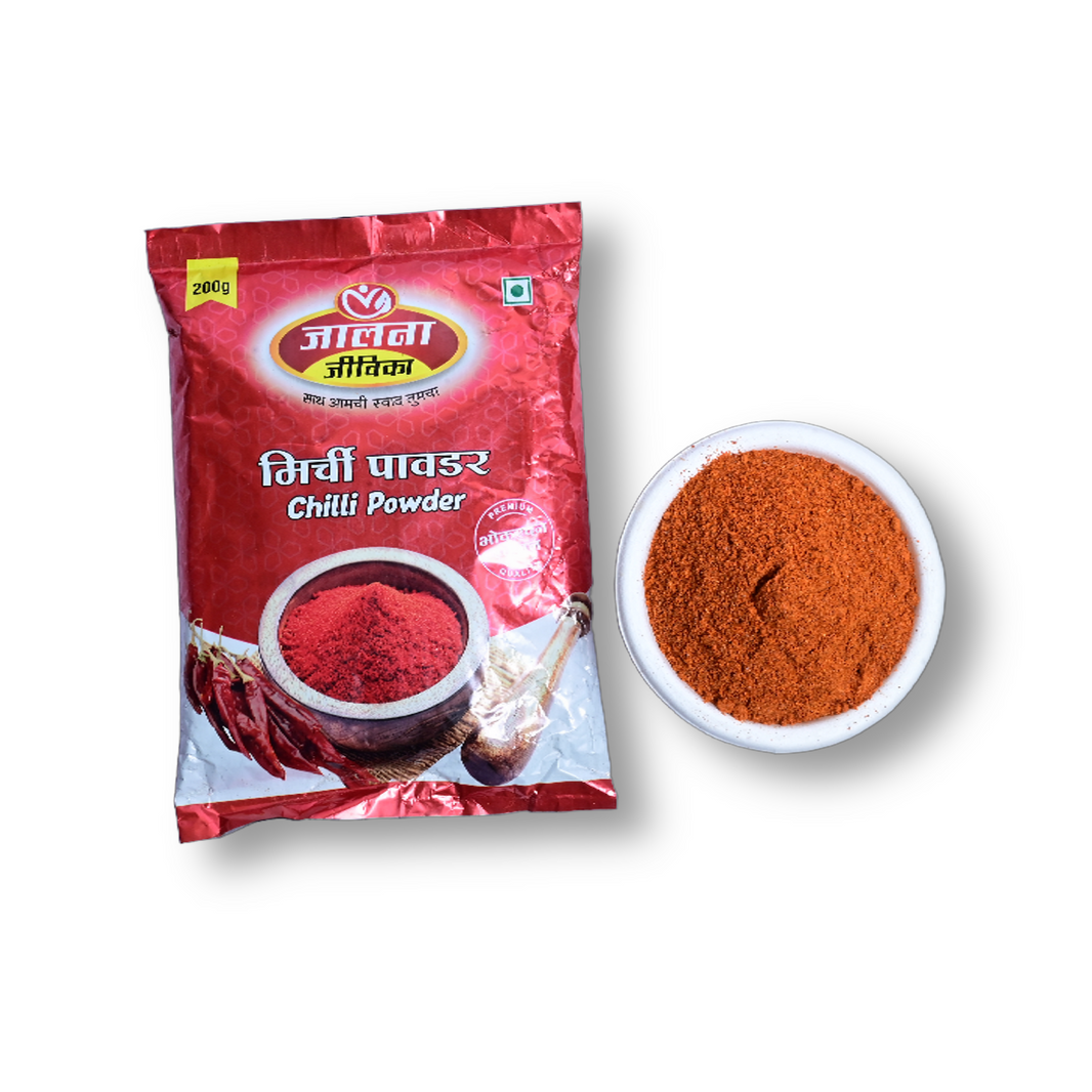 CHILLY Powder, Jalna Jivika Siddhivinayak Masala Manufacturing Group, Made By Natural Ingredients, No Artificial Chemical, Pack of 200 gm