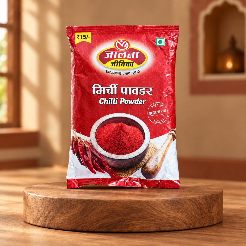 जालना जीविका मिरची पावडर, प्रीमियम मिरची गुणवत्ता, नैसर्गिक, निरोगी, 100 ग्राम पॅक