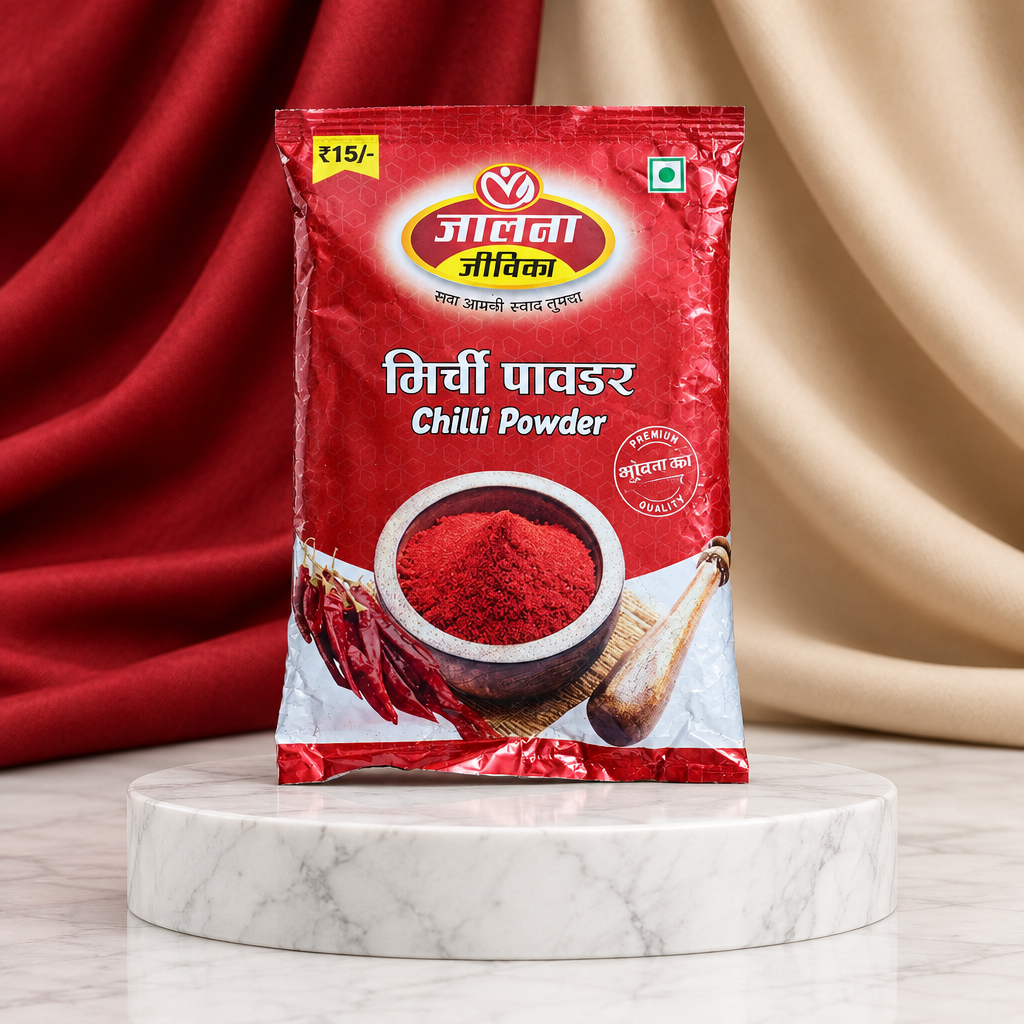 जालना जीविका मिरची पावडर, प्रीमियम मिरची गुणवत्ता, नैसर्गिक, निरोगी, 100 ग्राम पॅक