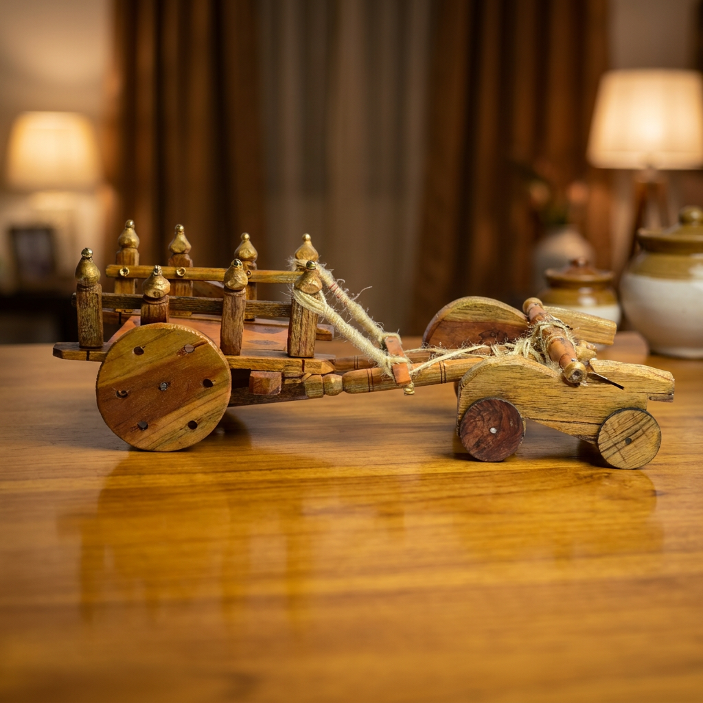 SITAMATA Bullock Cart, Natural Wood, Local Craftsmanship, Large