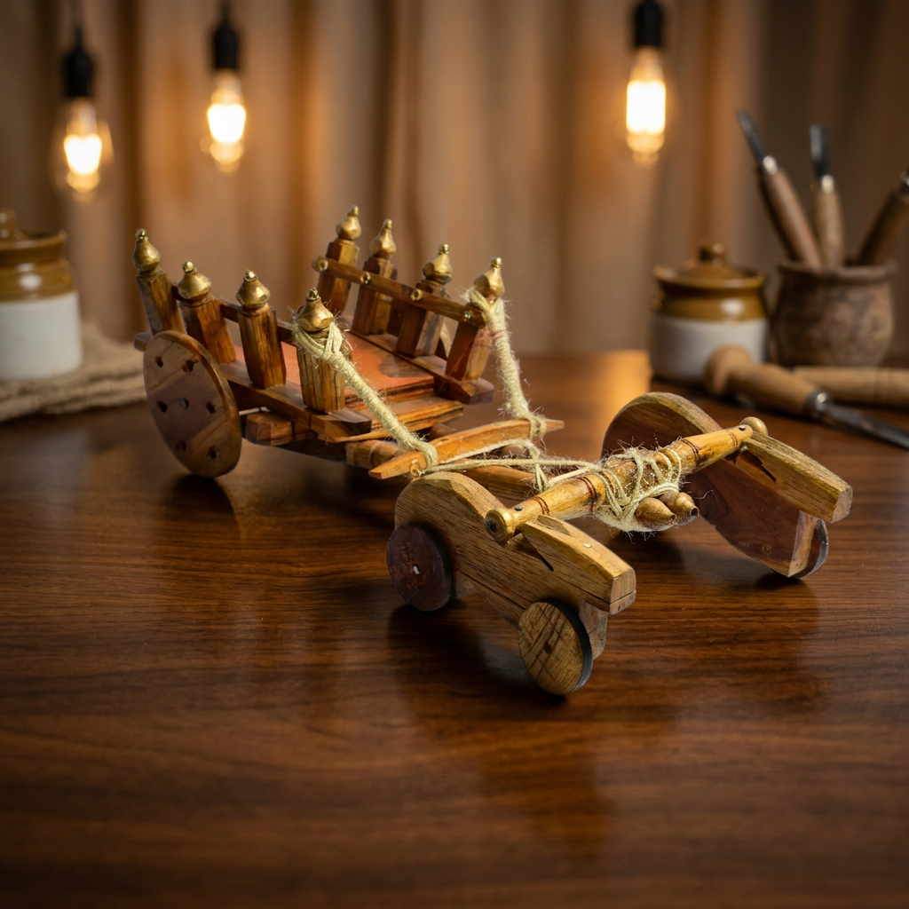 SITAMATA Bullock Cart, Natural Wood, Local Craftsmanship, Medium