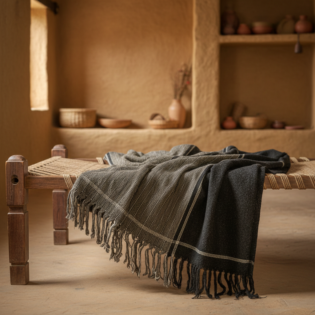 AHILYADEVI SHG Traditional Handmade Ghongadi Natural Sheep Wool Blanket 10 Ft Pack of 1