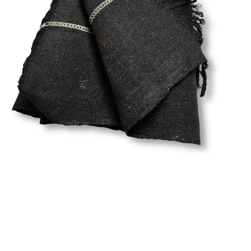 AHILYADEVI SHG Black Shawl, Made By Natural Sheep Wool, Traditional Item, Pack Of 1 No, 10ft