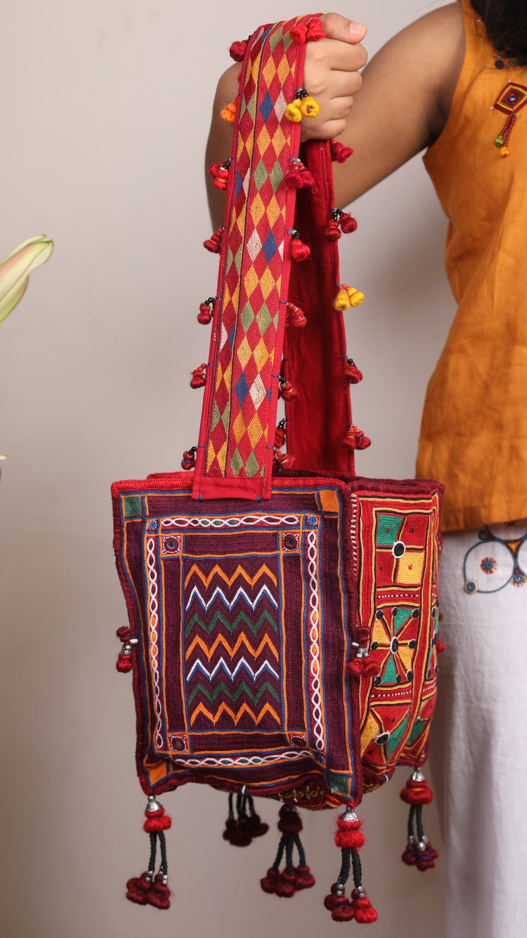 PENO Zonna Bag Pack Of 1 Item Handcrafted Banjara Bag Colourful Textile Decorative Detailing Artisan Craft
