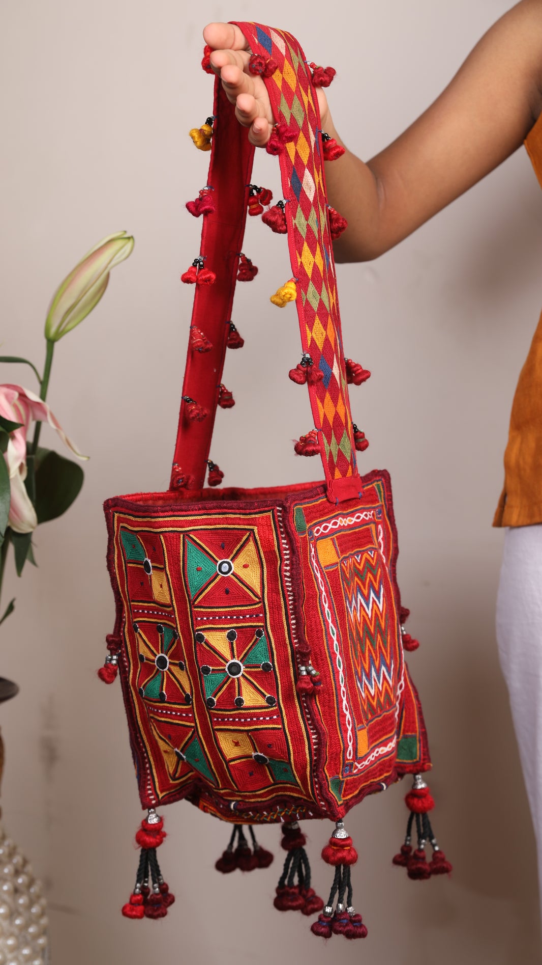 PENO Zonna Bag Pack Of 1 Item Handcrafted Banjara Bag Colourful Textile Decorative Detailing Artisan Craft