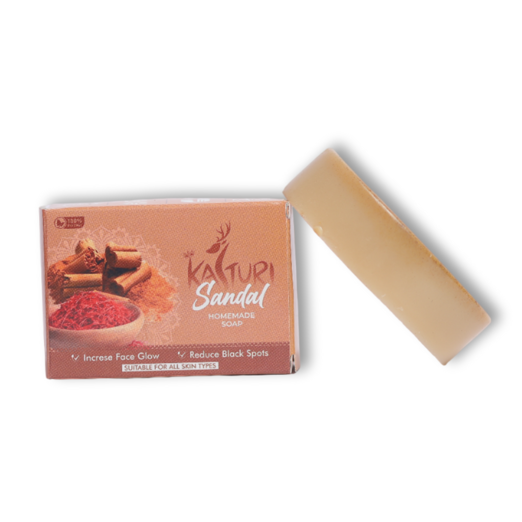 KASTURI Soap,Sandalwood, Made By Natural Ingredients, No Artificial Chemical, Homemade Soap, Paraben Free, Sulphate Free, Pack of 100 gms