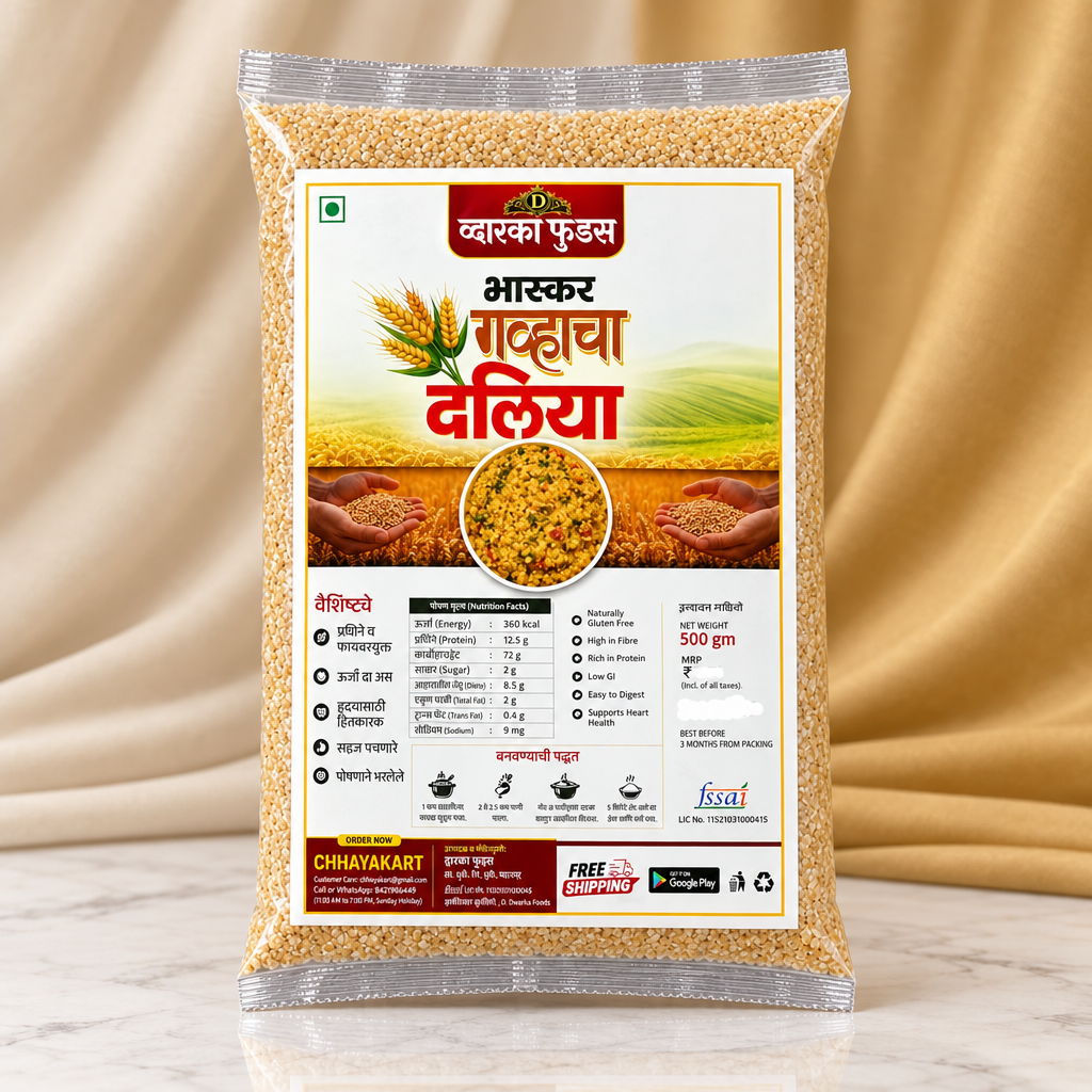DWAIKA FOODS Wheat Dalia 1kg Traditional Broken Wheat Nutritious Everyday Cereal