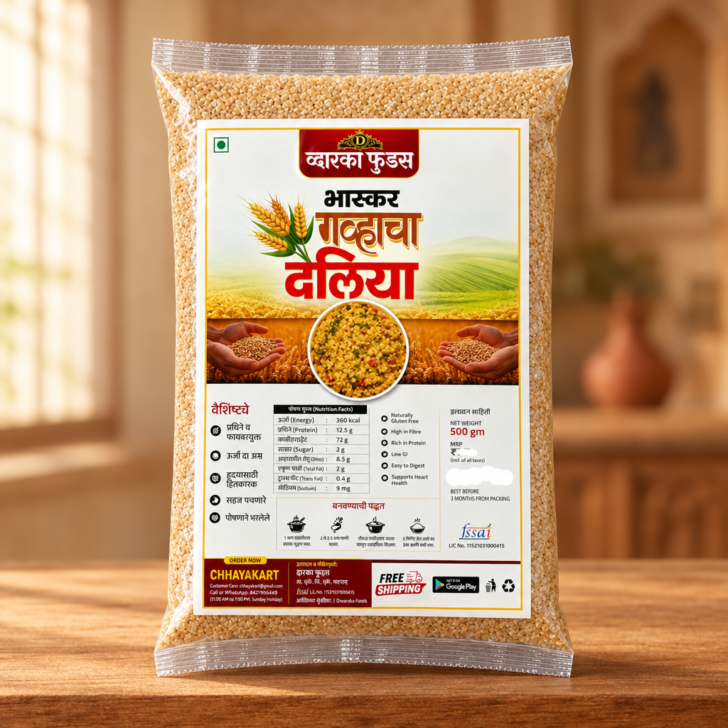 DWAIKA FOODS Wheat Dalia 1kg Traditional Broken Wheat Nutritious Everyday Cereal