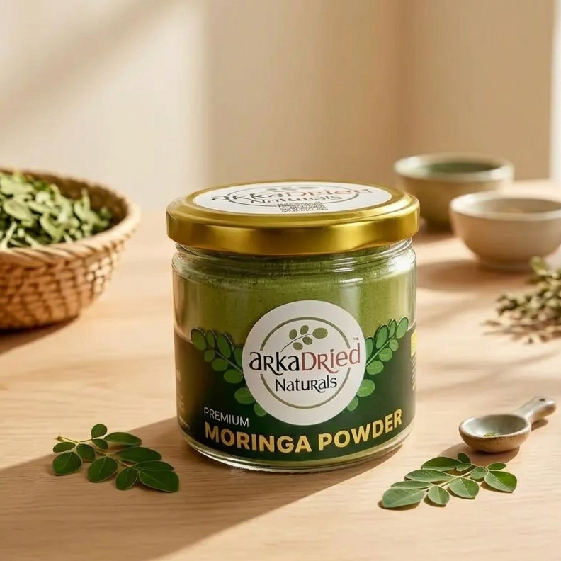 ARKA DRIED NATURALS Premier Moringa Powder Jar Pack Of 150gm Premium Dehydrated Moringa Leaf Powder Fine Ground Traditional Nutritional Food Ingredient Everyday Wellness
