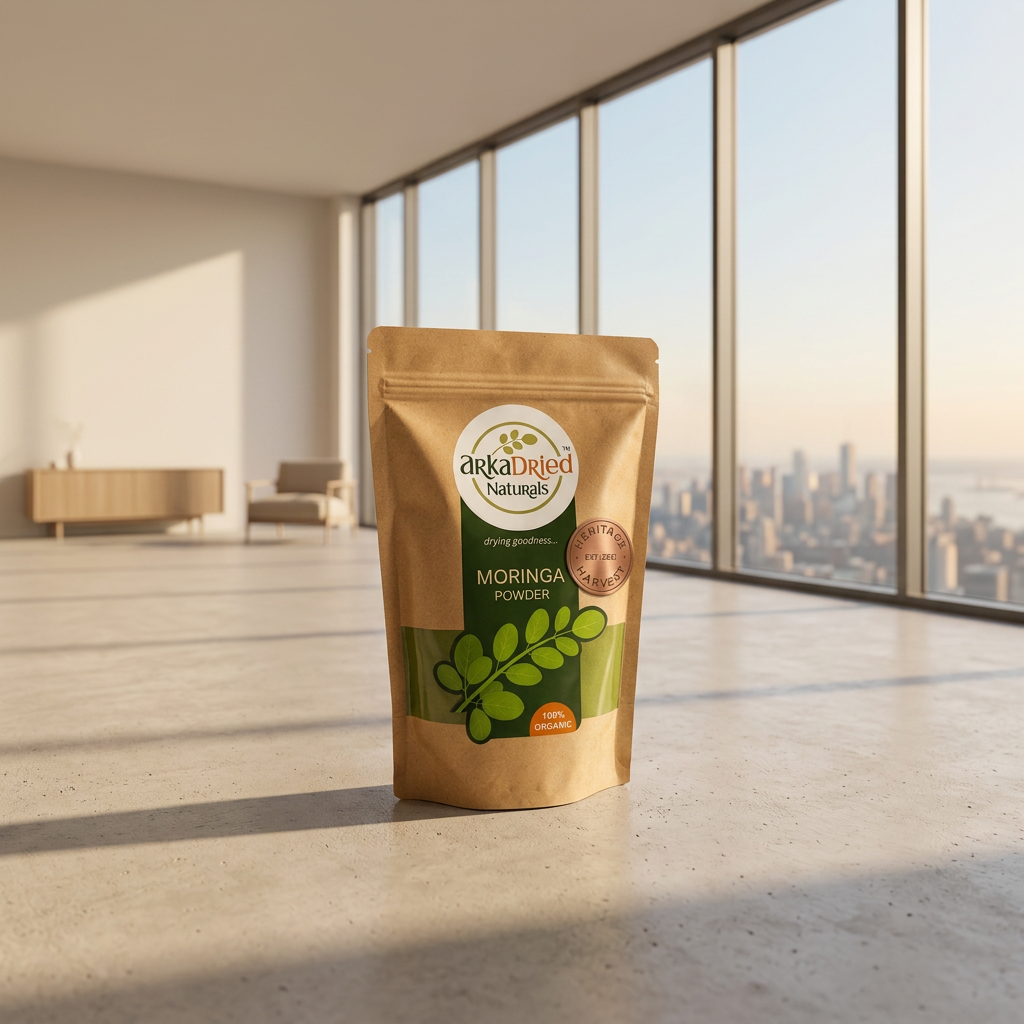 ARKA DRIED NATURALS Moringa Powder Traditional Leaf Powder Pack Of 500 gm From Savitri SHG Nevasa Ahilyanagar Maharashtra Carefully Dehydrated Culinary Ingredient For Everyday Use