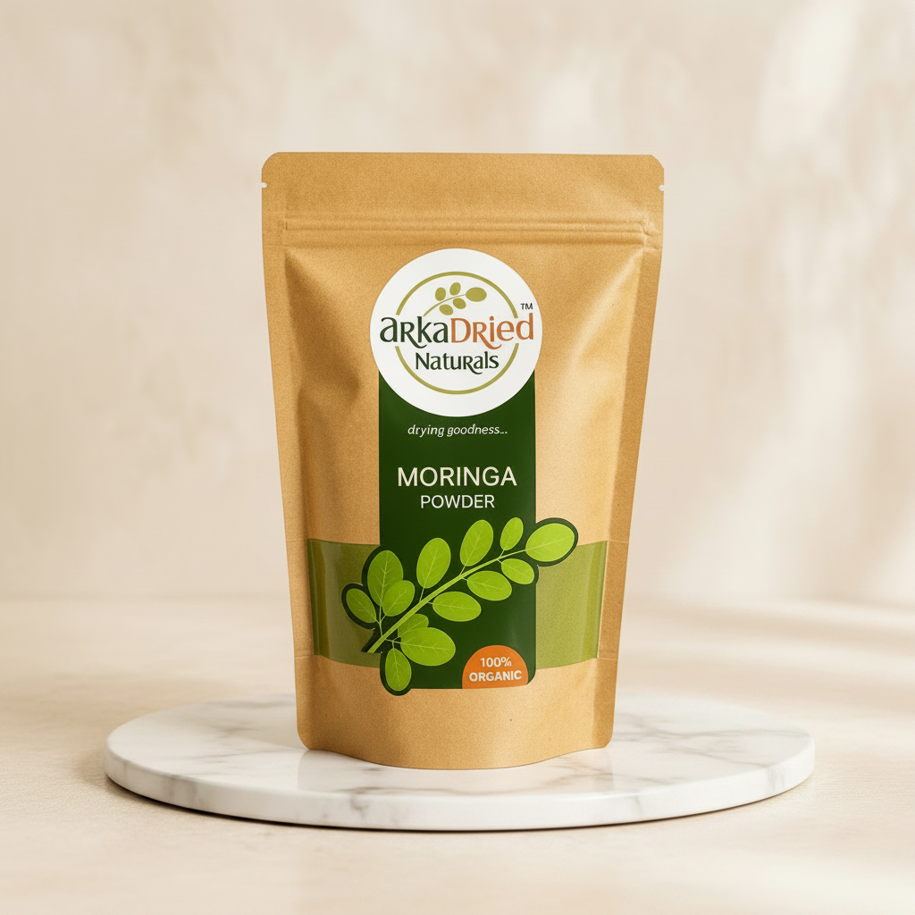 ARKA DRIED NATURALS Moringa Powder Traditional Green Leaf Powder Pack Of 100 gm From Savitri SHG Nevasa Ahilyanagar Maharashtra Natural Herbal Ingredient Daily Household Use