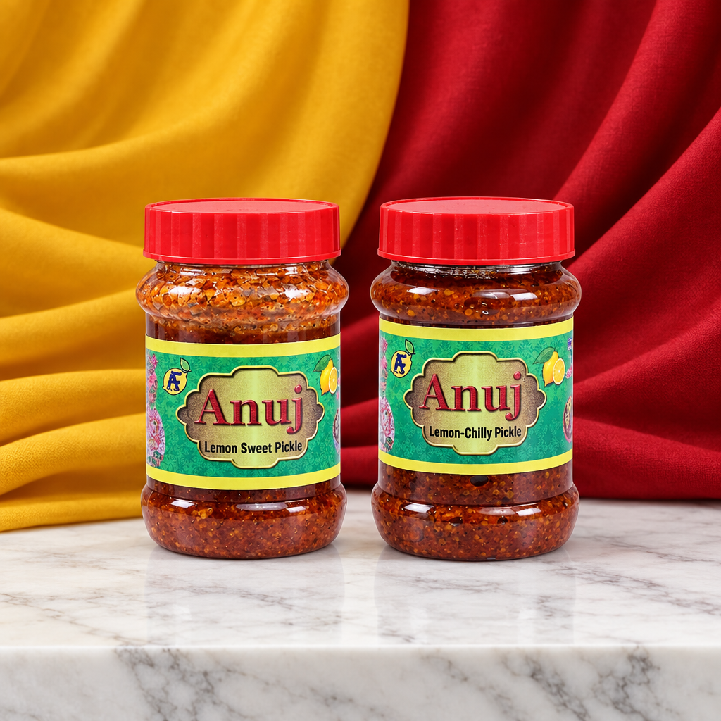 ANUJ FOODS Sweet Lemon & Lemon Chilli Pickle Combo, 2 x 200 g | No Artificial Flavours